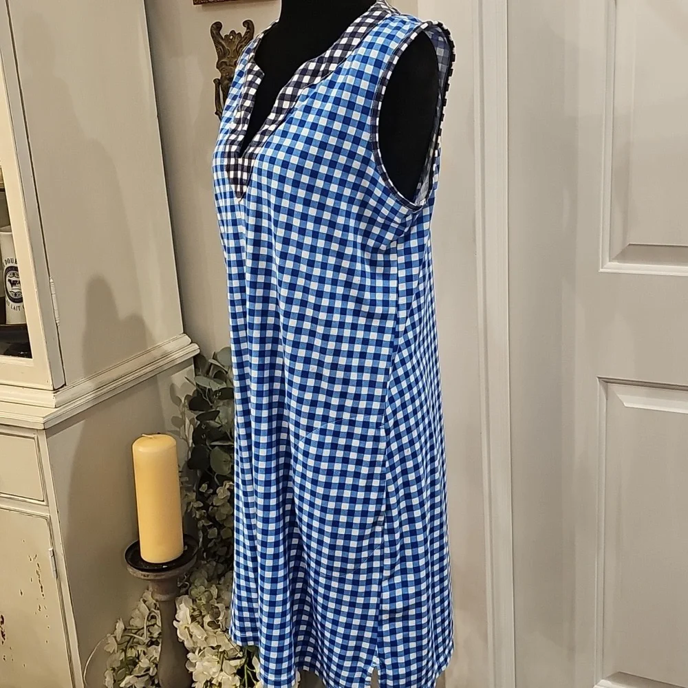 LANDS' END X Draper‎ James Gingham T-Shirt Dress Size Medium - Picture 3 of 8